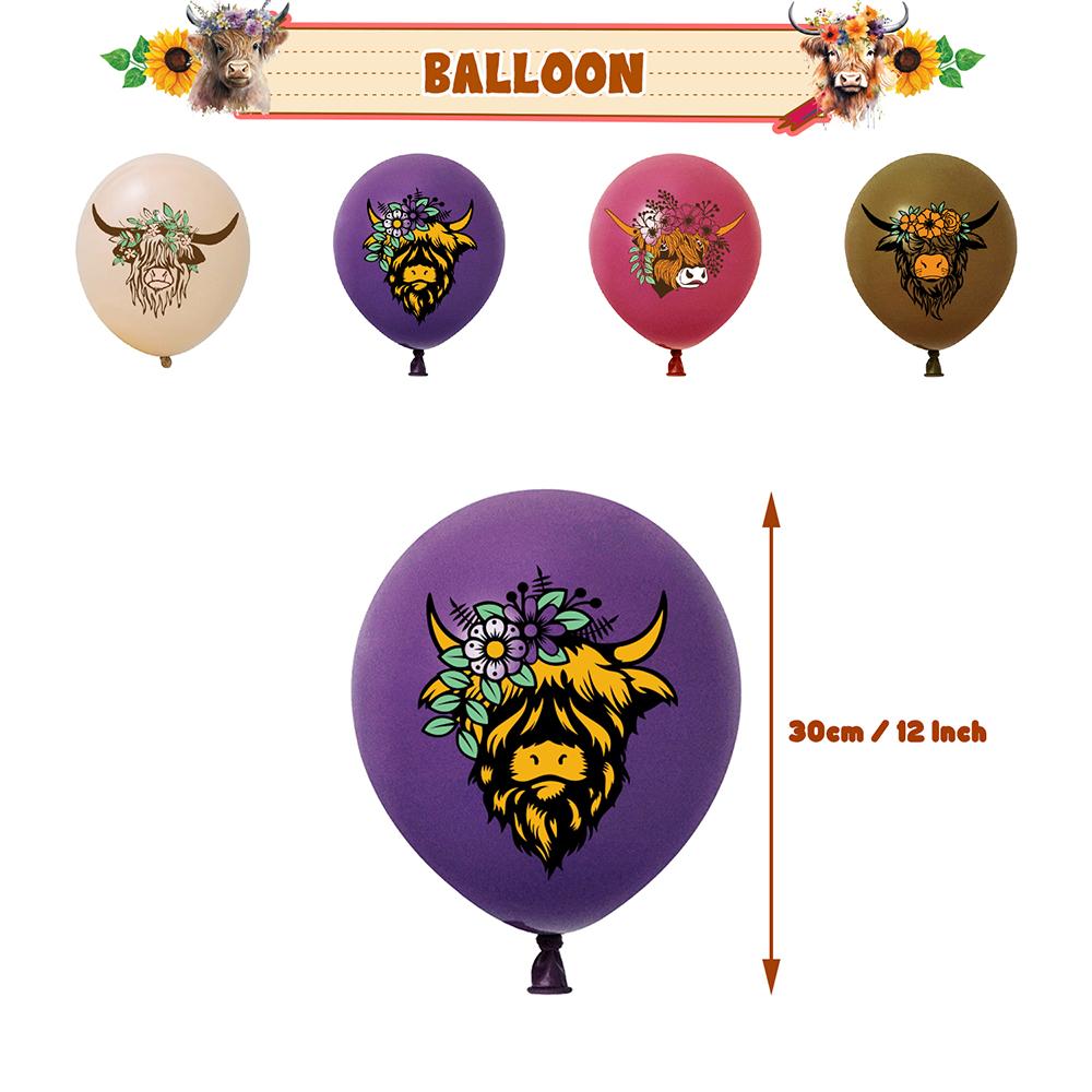 30pcs Highland Cow Party Decorations Include Banner, Balloons, Cake Topper