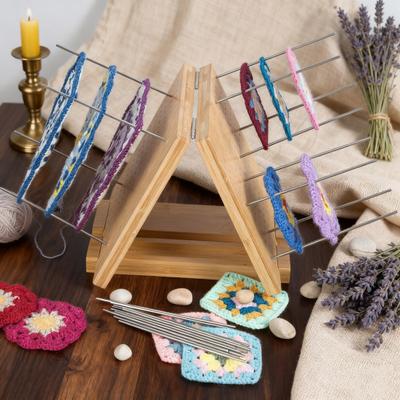 Bamboo Crochet Blocking Board DIY Handmade Granny Square Knitting Blocking Wooden Board Crocheting Accessories Tools Beginners Grandma Mom Gift