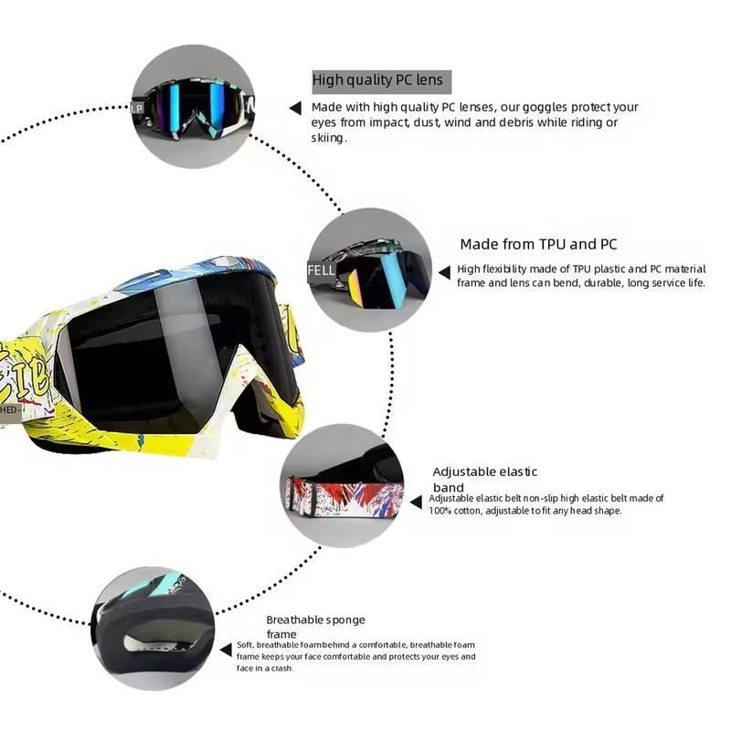 2026 Vibrant Frame Design Motocross Goggles UV400 Lens  Lightweight Durable Adjustable Strap Outdoor Sports Riding Goggles