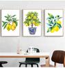 Bonsai Canvas Painting Art Blue White Willow Style Lemon Poster Kitchen Decor Lemon Print  Planter  office decoration