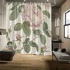 Elegant Pink Floral Shower Curtain, Vibrant Rose & Green Leaves Design,  Perfect for All-Season Bathroom Decor