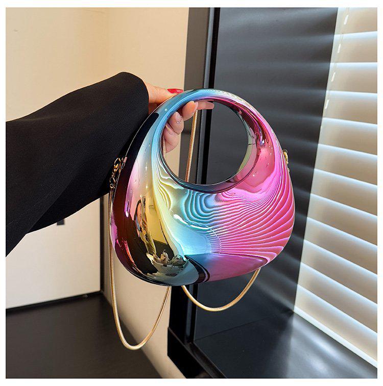 Wysokiej klasy kolorowa torebka wieczorowa w kształcie półksiężyca - Modna europejska i amerykańska moda 2025, damska torba na ramię crossbody