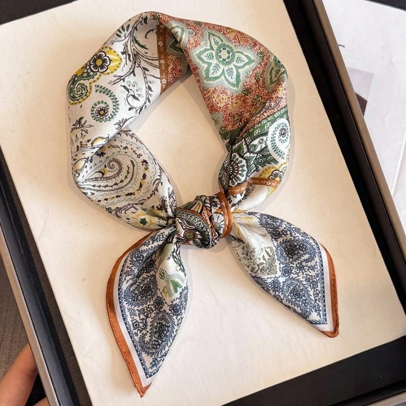 British style spring autumn winter men's and women's silk small square scarf plaid brown small silk scarf mulberry silk scarf