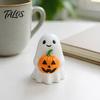 Cute Halloween Table Topper Ghost Pumpkin Ornaments, Resin Smiling Desktop Decorations for Home Delicate Craft Office Party Decor, Healing Miniature