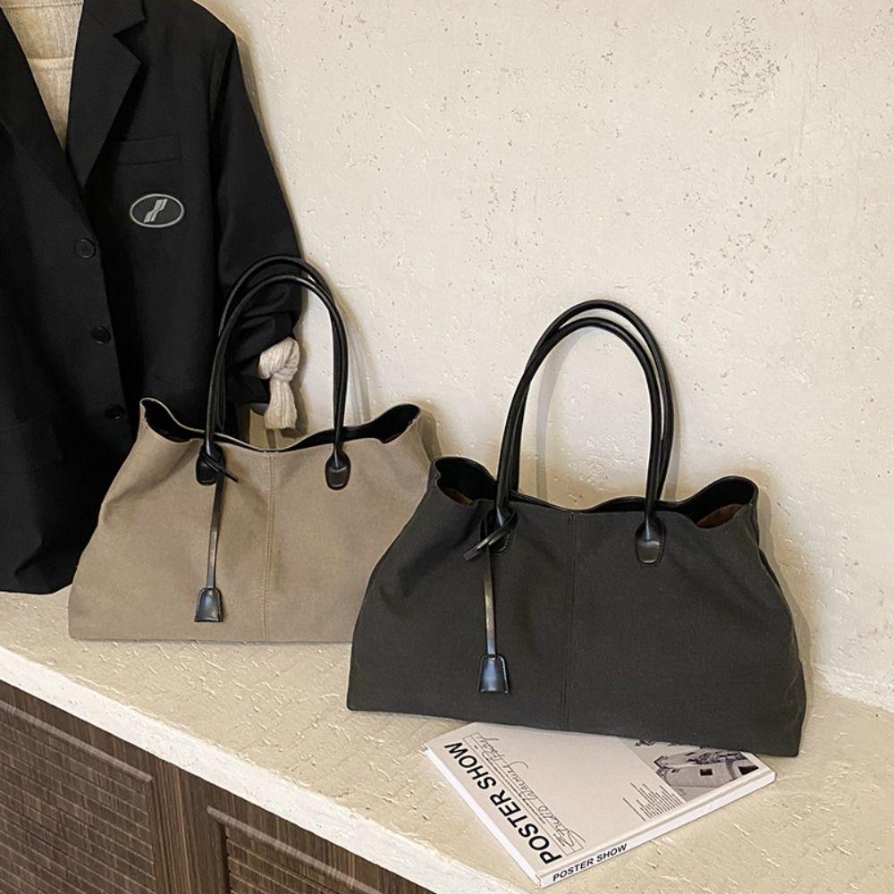 Tote Bag Suede Shoulder Bag Solid Color Underarm Packs Fashion Large Capacity Handbag  Travel