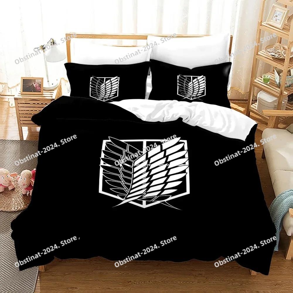 Neues Attack On Titan Bettwäsche-Set Einzelbett Twin Full Queen King Size Attack On Titan Bett-Set Kinder Kinderzimmer Bettdeckenbezug-Sets