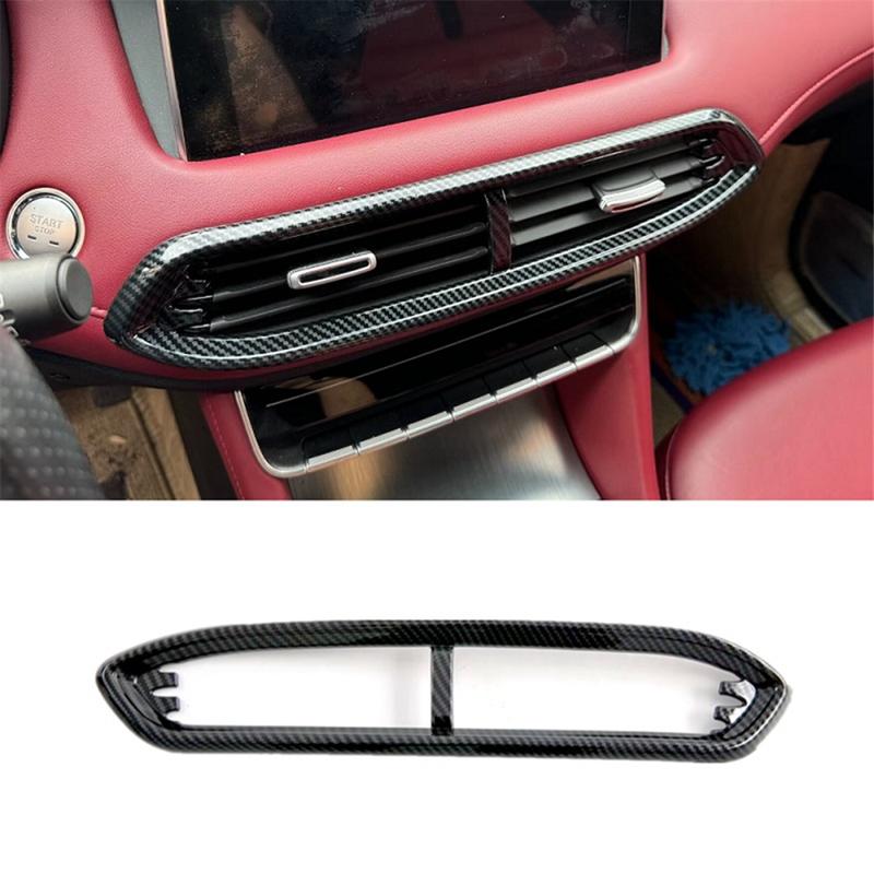A87Q-For MG HS -2024 ABS Carbon Fiber Car Center Console AC Air Outlet Vent Frame Cover Trim Interior Accessories LHD