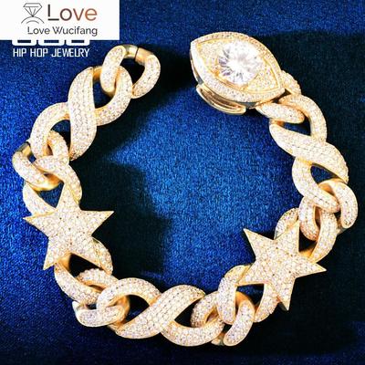Goldene Farbe Stern Miami Kubanischen Armband Kette Schmuck Für Männer Frauen Iced Out Zirkon Hip Hop Rock Link