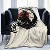 Japanese Samurai Warrior Katana Bushido Blanket Flannel Sofa Throw Blanket Breathable for Home Office Throws Bedspread Quilt