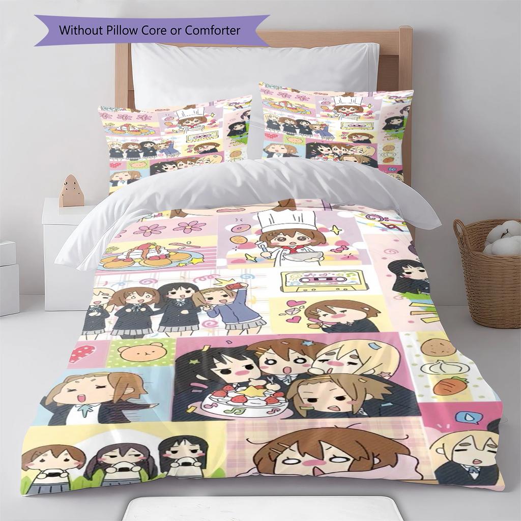 Anime Pattern Bedding Quilt Set Quilt Cover Pillowcase Home Decoration Birthday Gift (1 * Duvet Cover + 2 * Pillowcase, Without Core)
