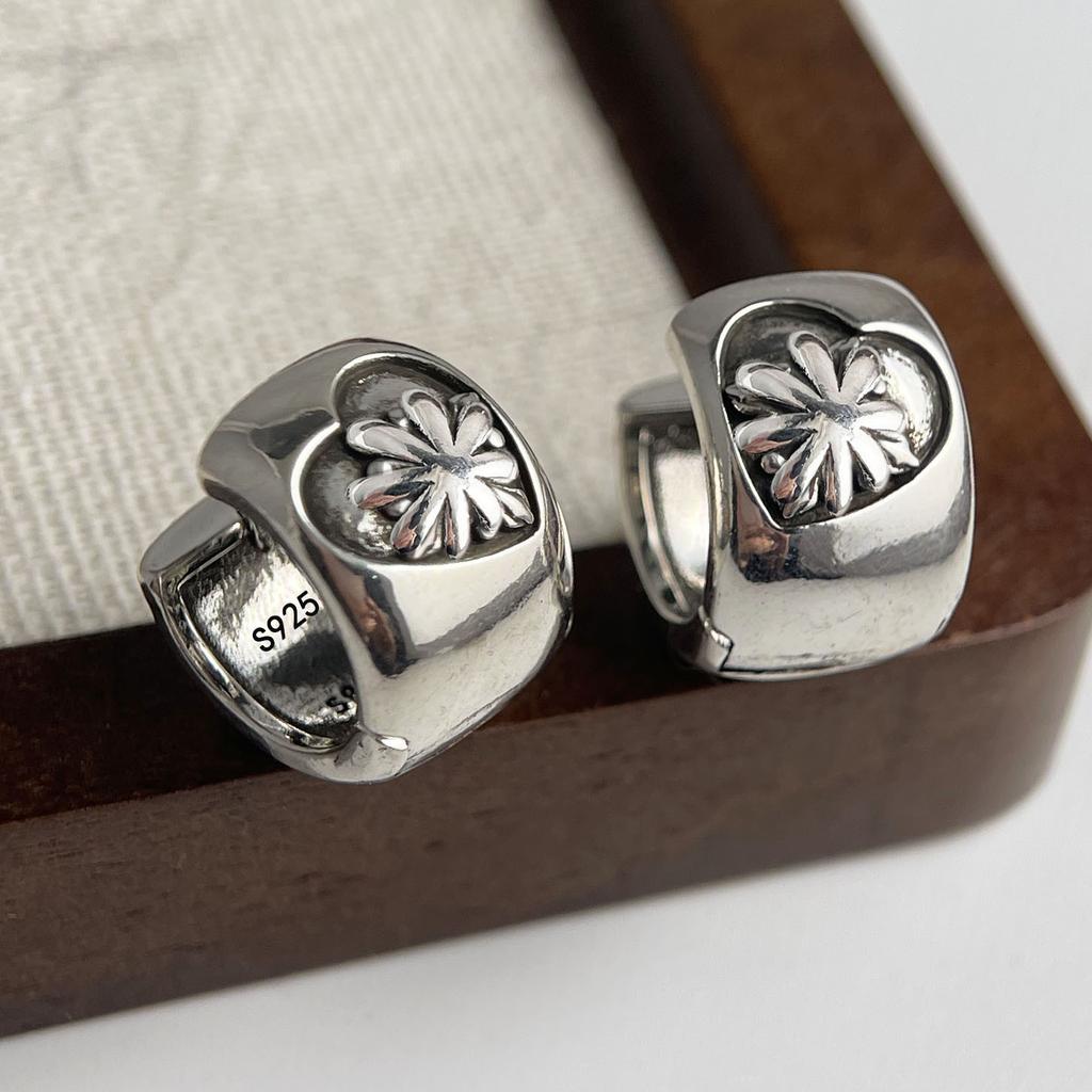 Xiaomi 925 Sterling Silver Vintage Earrings For Women Trendy Simple Retro Flower Earring Jewelry Prevent Allergy Party Accessories Gift