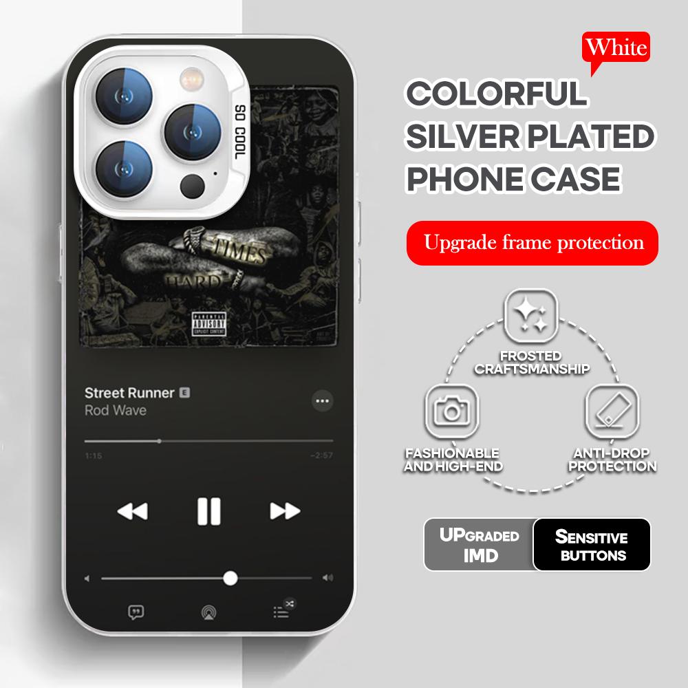 Rod Wave Rapper Phone Case White IMD Colorful Silver Suitable soft case for iPhone 16 15 14 13 12 11 XS Pro Max