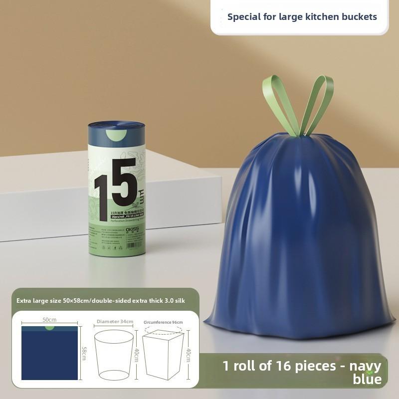 Kitchen Trash Bag With Drawstring For Home Use Extra Thick Large Capacity Pe Material 50x58cm