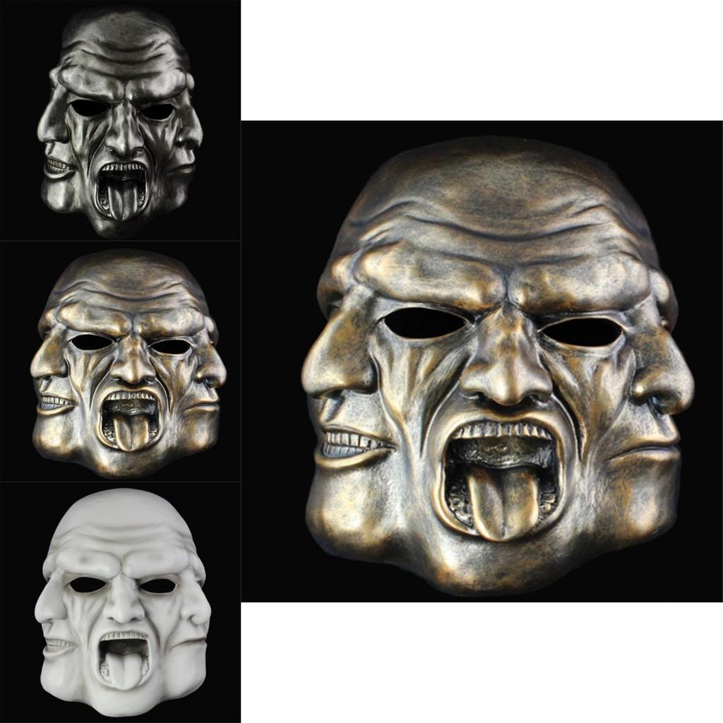 Exquisite Masks Threefaced Crafted From Durable Resin For Celebrations Halloween