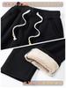 KEFITEVD Plus Warm Size 3XL Women's Sweatpants, Size, Fleece-Lined, Thick, Warm, Wide-Leg Pants, Casual, Loungewear, Walking, Winter, Black,