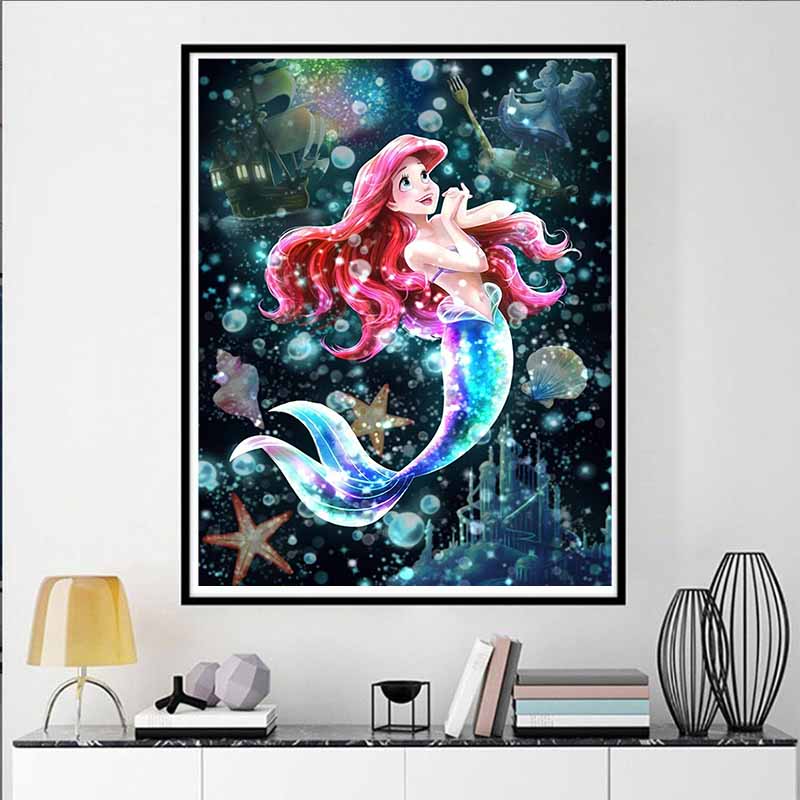 Disney diamond painting of Ariel from The Little Mermaid DIY gift suitable for living room bedroom office and home décor