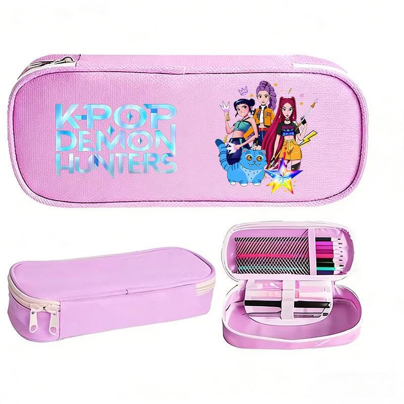K-pop Demon Hunter Girl Group Pencil Case - Korean Style, Multifunctional Oxford Cloth Stationery Box for Students.