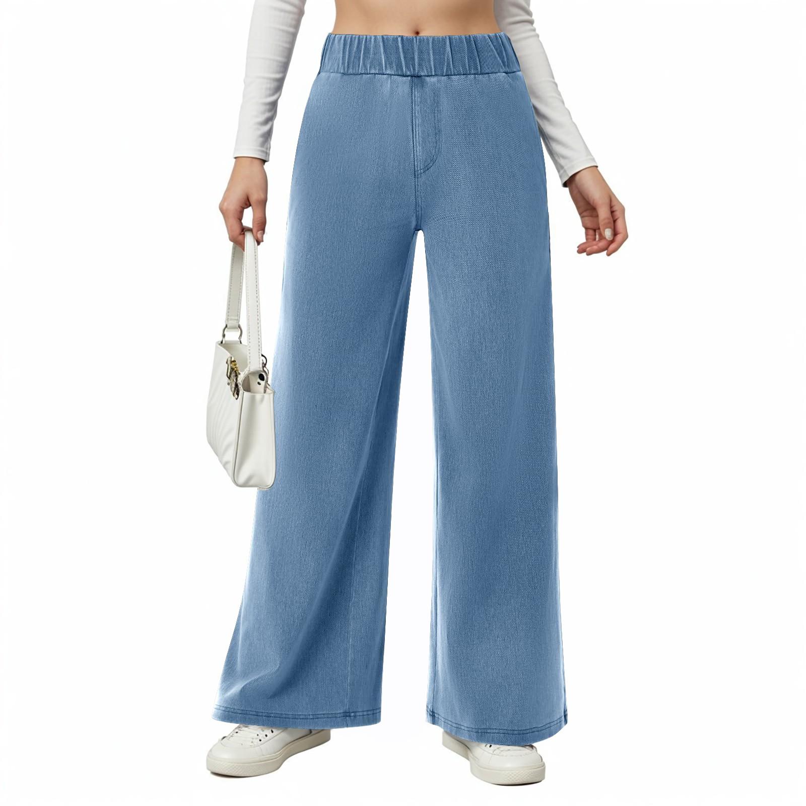 

Женские джинсы с широкими штанинами, эластичные джинсы со средней резинкой на талии, мешковатые свободные джинсовые брюки с карманами, модные повседневные XL