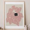Cute Cat Print Poster Simple Cat Lines Love Sunflower Cat Wrestling Cat Cat Lover Gift Home Bedroom Living Room Office Decor