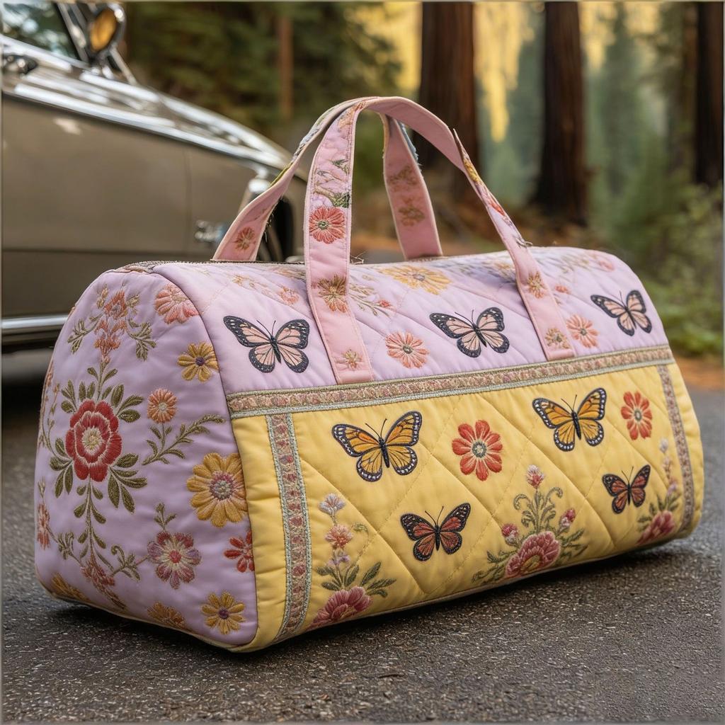 Retro Quilted Travel Bag, Bohemian- Weekend Travel Tote, Large-Capacity Carry- Luggage