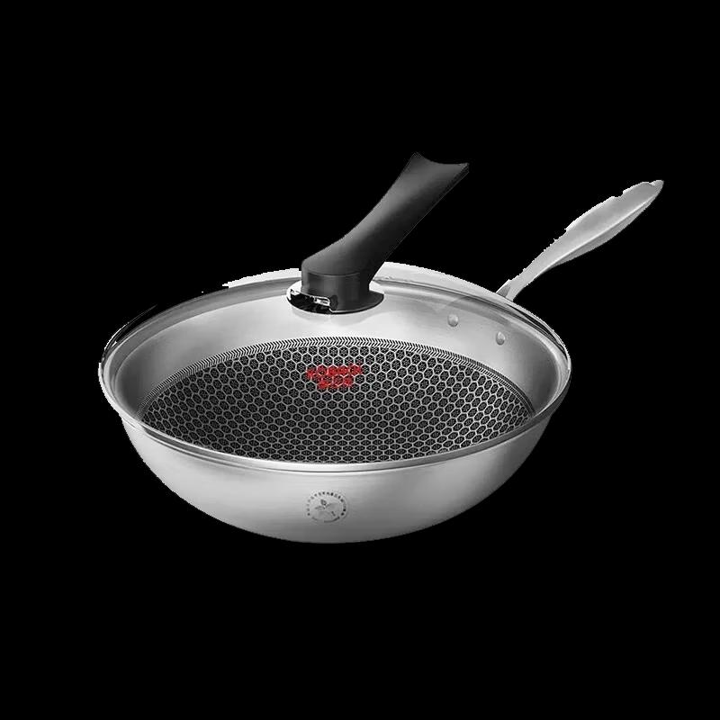 KOBACH 32cm 304 Stainless Steel Honeycomb Non-stick Wok