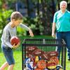 Rolling Sports Ball Storage Cart, Lockable Basketball Cage with Double Lids, Sport Equipment Holder Organizer for Indoor Outdoor, Steel Storage Rack