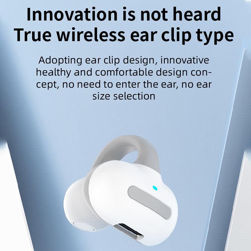 Ear Clip Wireless Earphone IPX5 Waterproof Sport Earphone Single Earbud Air Conduction Headphone HiFi Bass Painless Wear