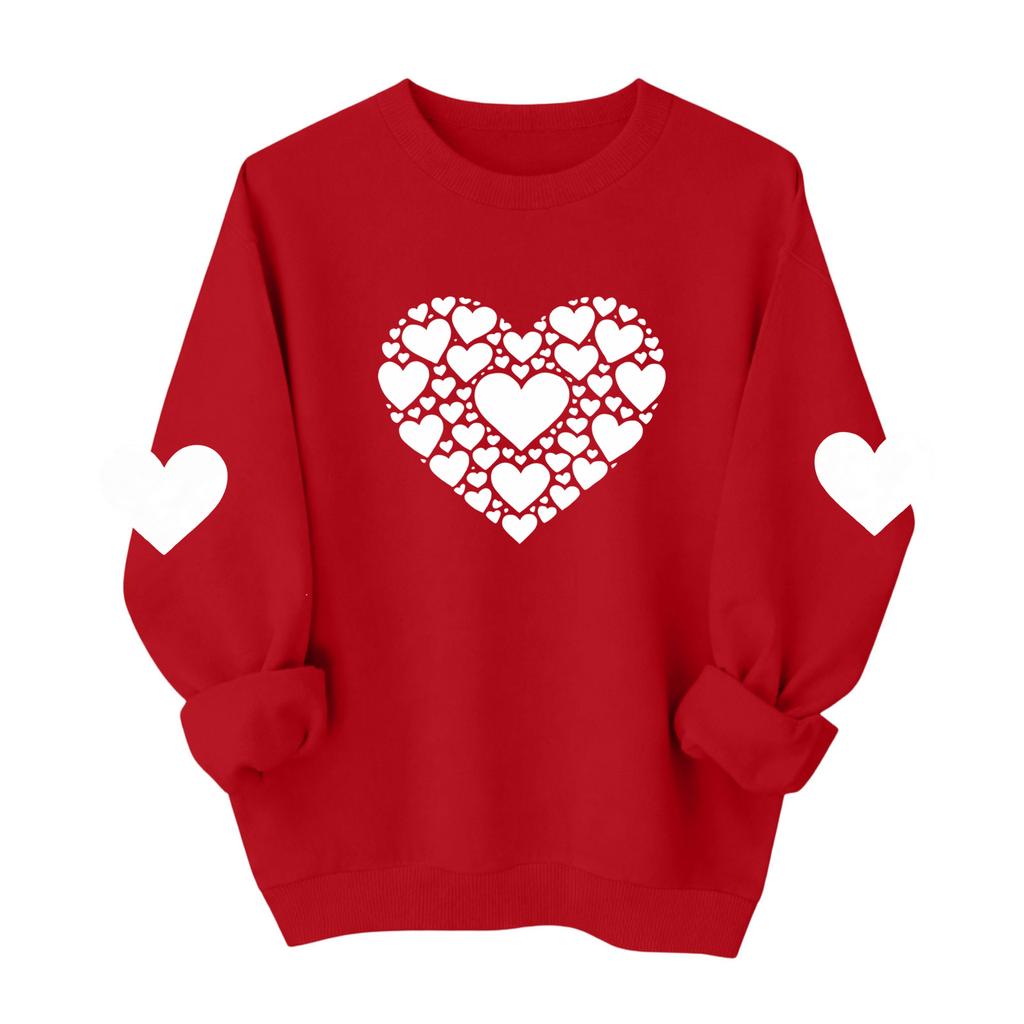 Valentijns Sweatshirts Voor Vrouwen Liefde Hart Grafisch Pullover Ronde Hals Lange Mouw Tops Valentijnsdag Sweatshirt