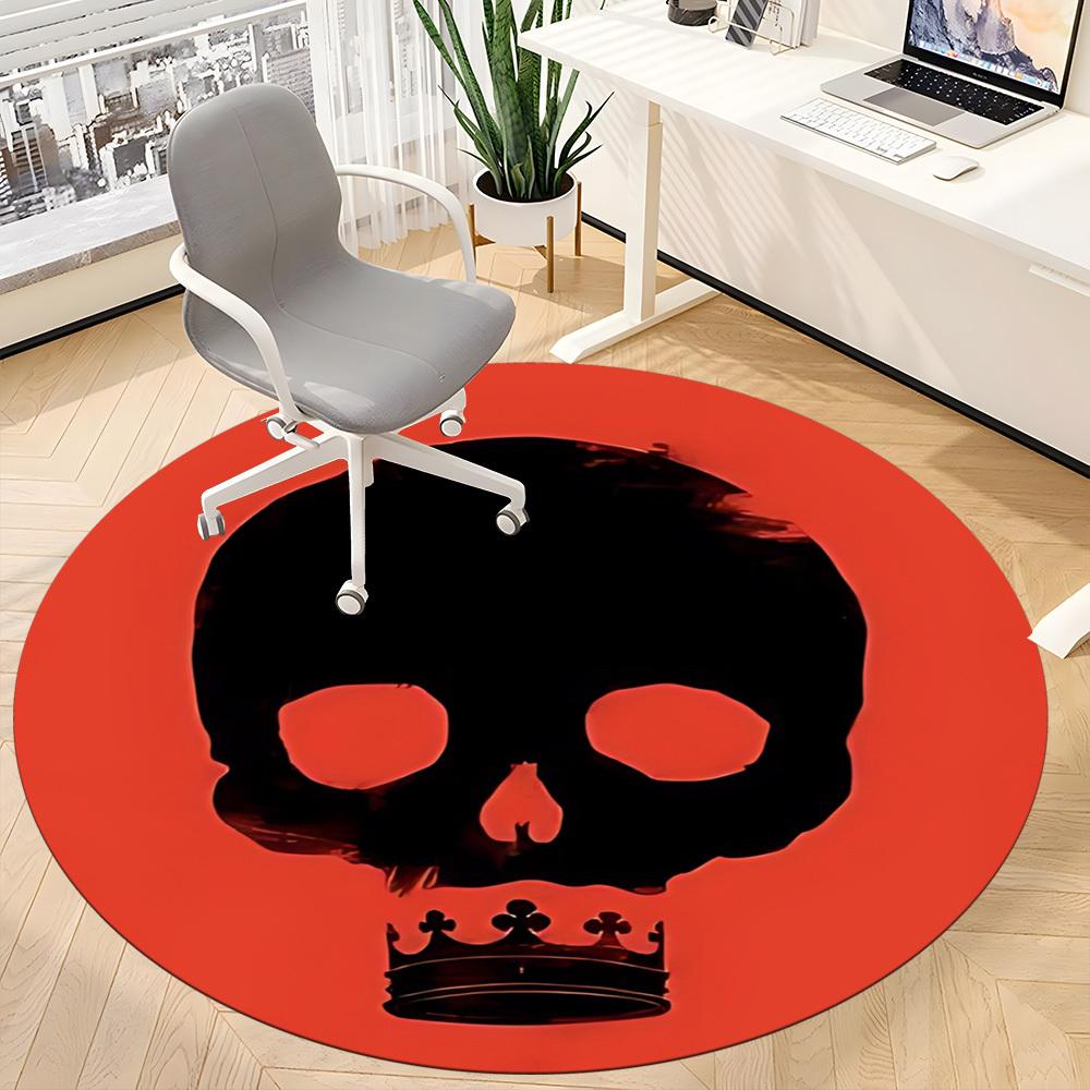 1pc Skull Crown Office Round Rug, Non-slip, Soft and Durable Office Rug for Interior Decoration, Perfect for Office,Decoration yy260204040