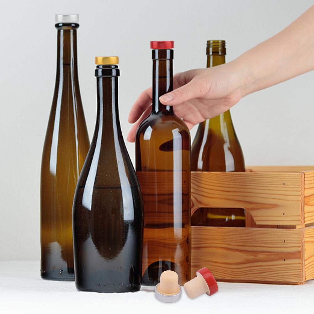 25pcs Wooden Wine Bottle Cork Reusable Wood Cap Sealing Plug Wine Bottle Stopper T-shaped Cork Craft Beverage Beer Bottle Cork