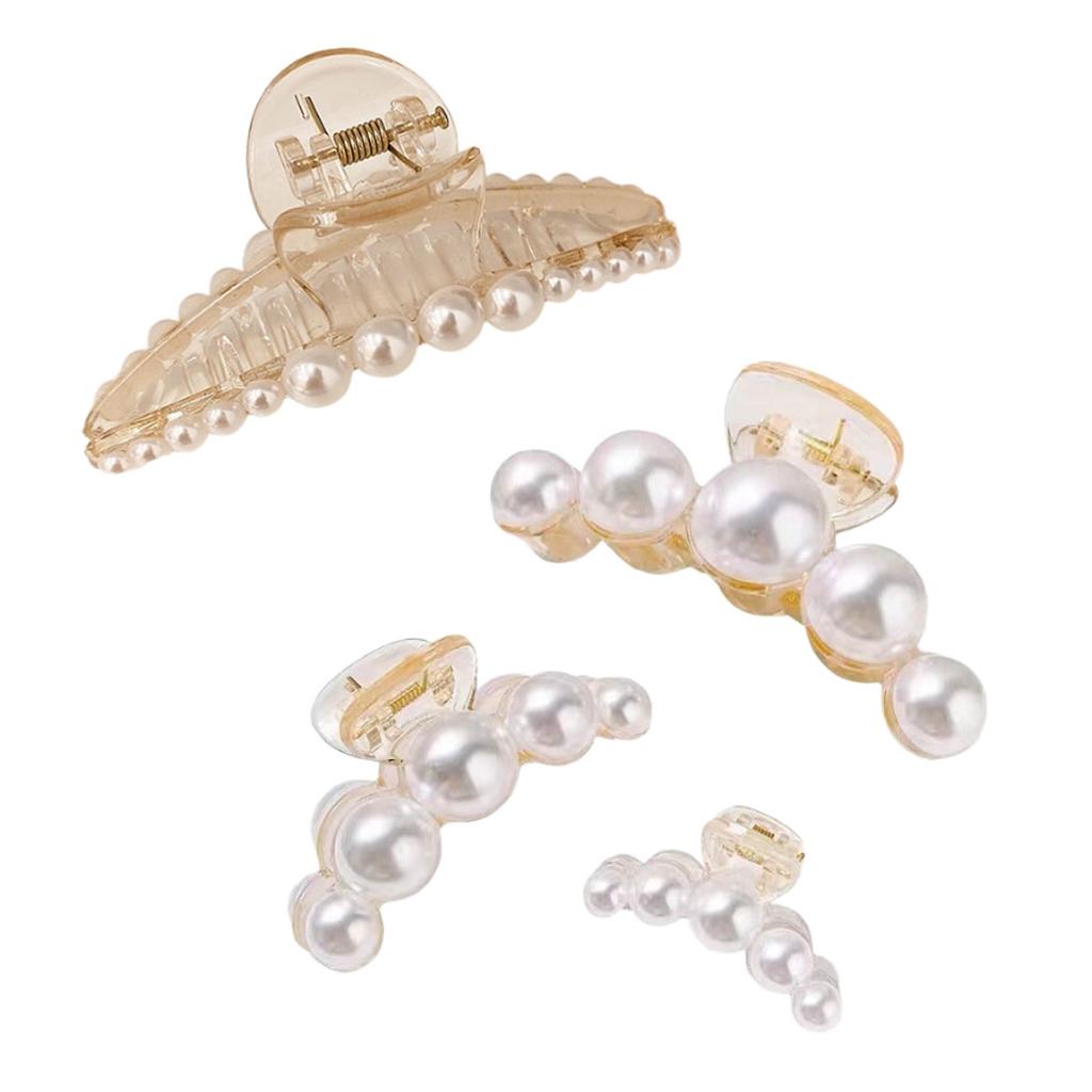 Half-Up Hair Metal Small Side Hair Clip Imitation Pearl Texture Elegant Back of the Head Shark Clip Hair Accessory