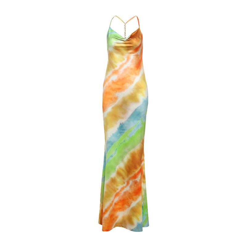 European and American style 2026 summer new fashion personalized street sexy low-cut, halter neck, backless dress for women S