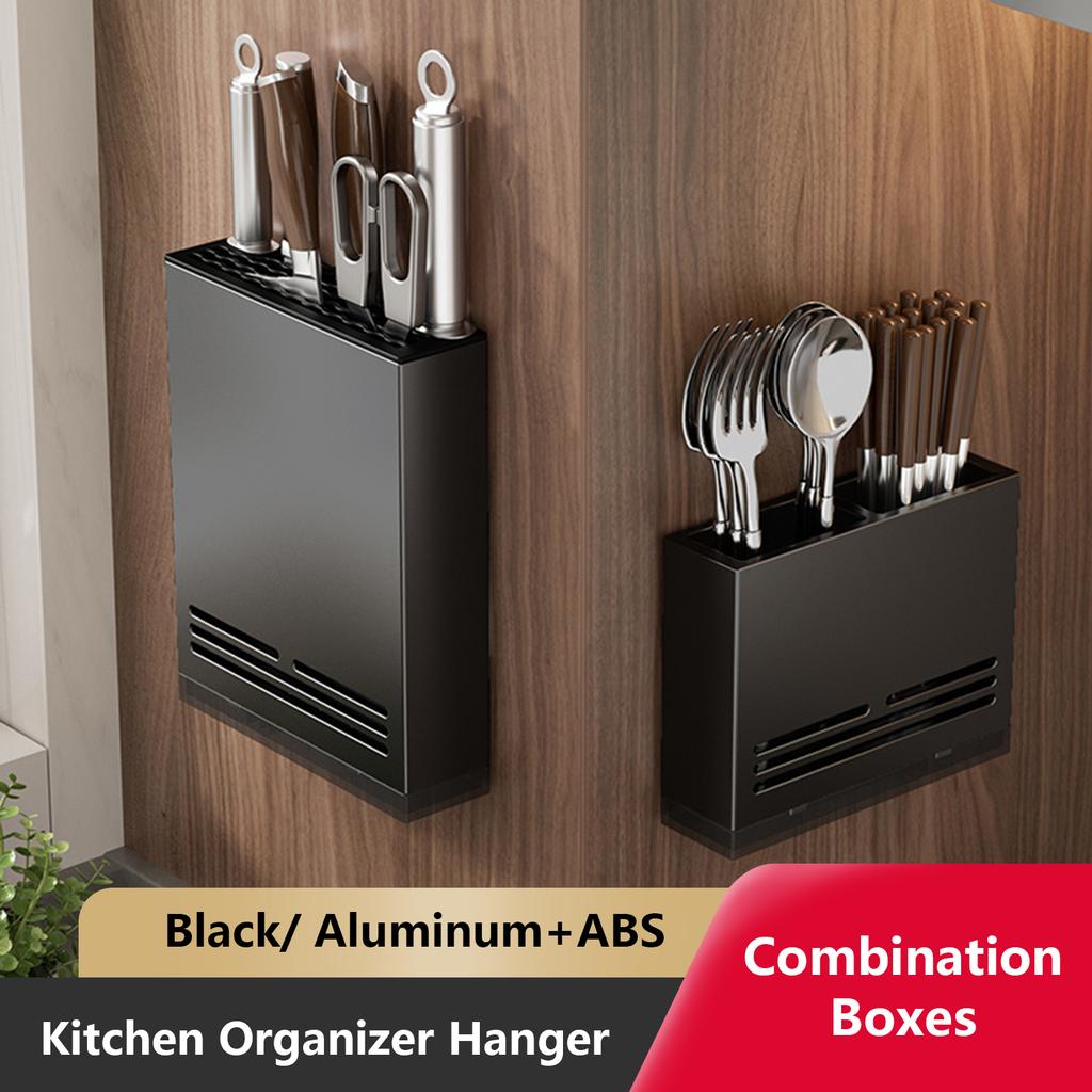 Kitchen Storage Knives Holder Wall Mounted Organizer Spoon and Chopsticks Rest Hanging Organizers Aluminium