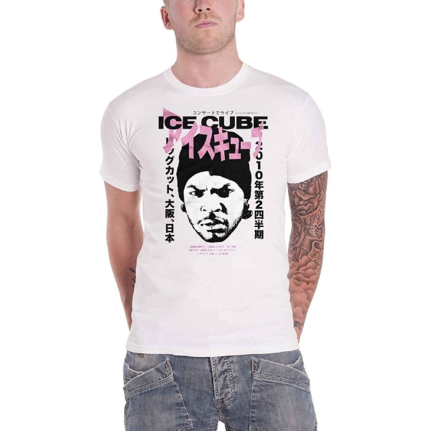 Ice Cube T Shirt Beanie Kanji Cross Logo New Official Mens White Size S S