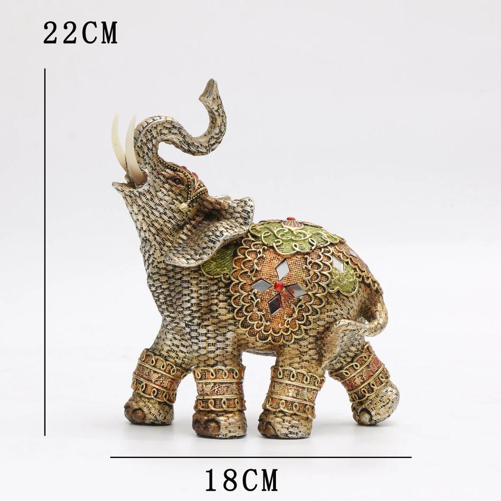 1pc, Exotic Embellished Elephant Figurines, Resin Craft, Decorative Statues For Living Room And Bedroom Home Decor