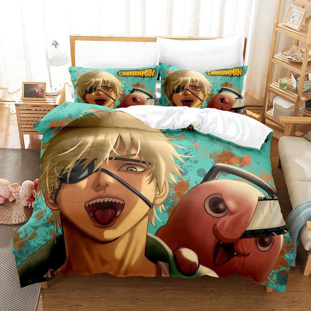 איש המסור פוצ'יטה קולקציית מצעים יחיד טווין מלא קווין קינג גודל מיטה קולקציית חדר שינה למבוגרים ילדים כיסוי שמיכה קולקציות אנימה עם מצעים