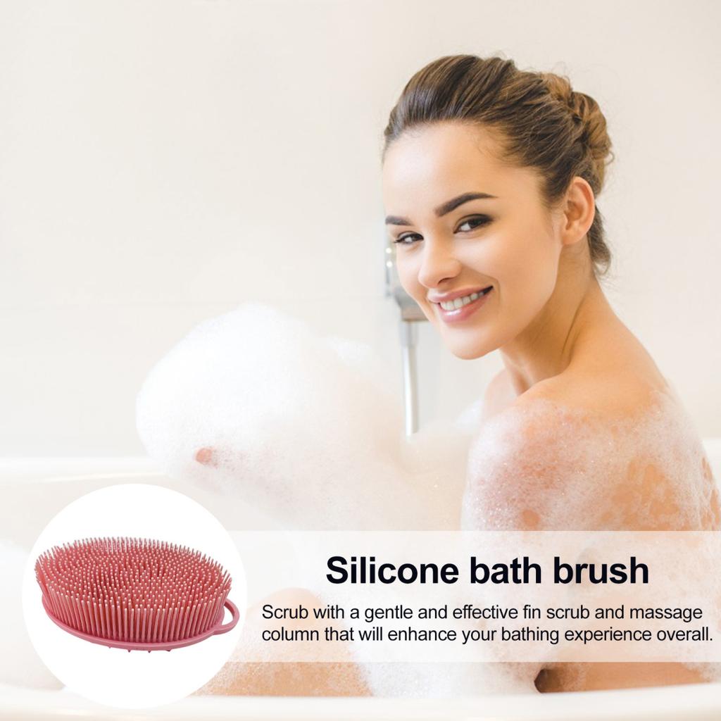 Yousheng Bath Brush 2 In 1 Design Massage Cleansing Brush for Body And Head Silicone Body Exfoliating Scrubber with Anti-Slip Handle