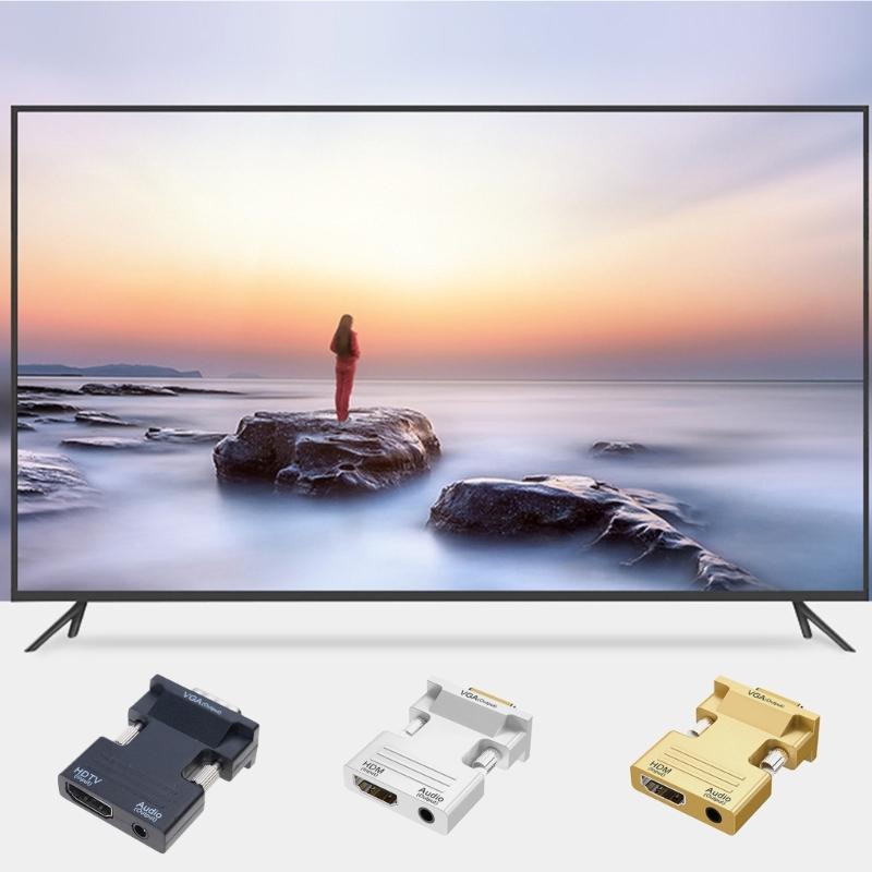 Convenient1080x1920 Resolution HDTV to VGA Adapter with 3.5mm Audios Port for Laptops and Projectors PC, Monitors, HDTV,