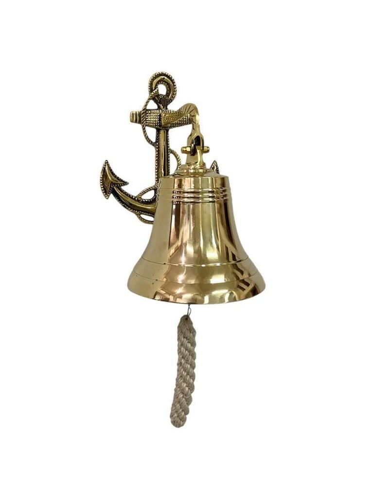 Personalized Brass Anchor Ship Bell Wall Mounted Ship Hanging Bell for Reception, School, Outdoor, Indoor, Dinner & Church