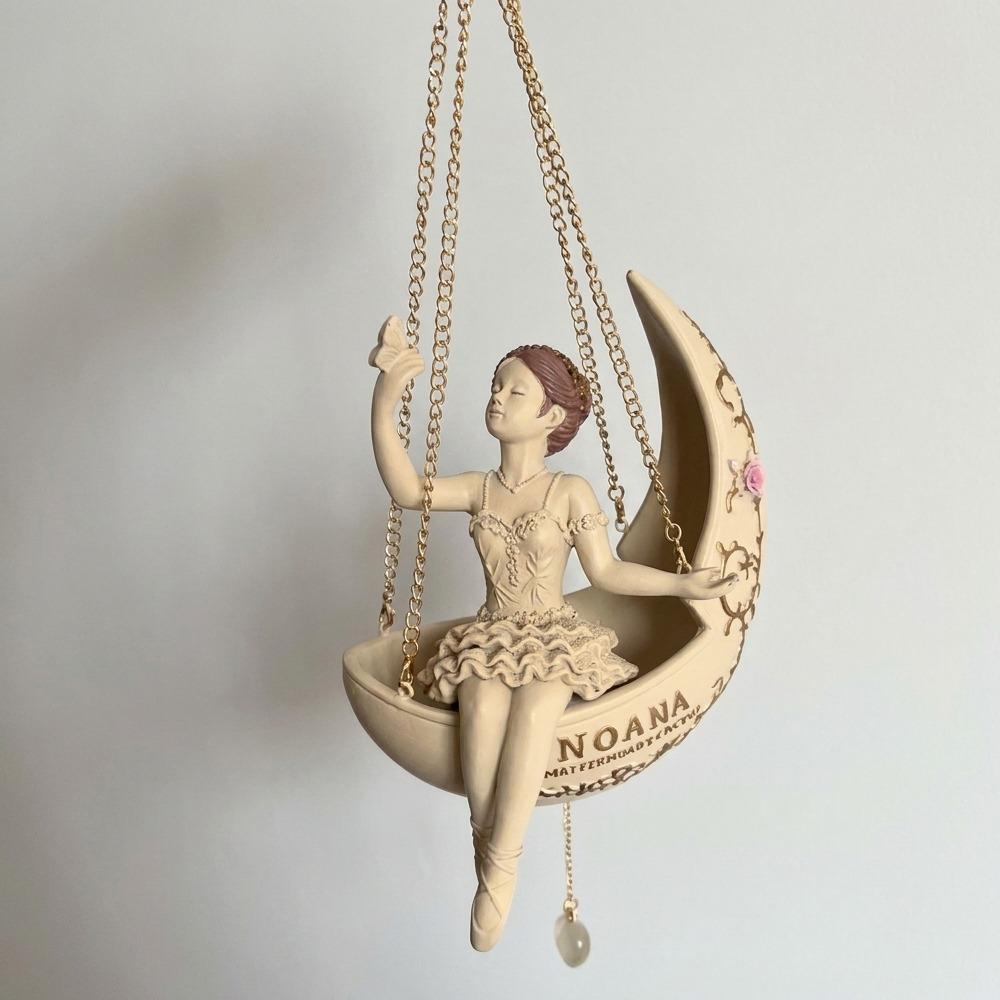 Resin Ballet Dancer Hanging Planter Fairy Hanging Plant Basket Home Balcony