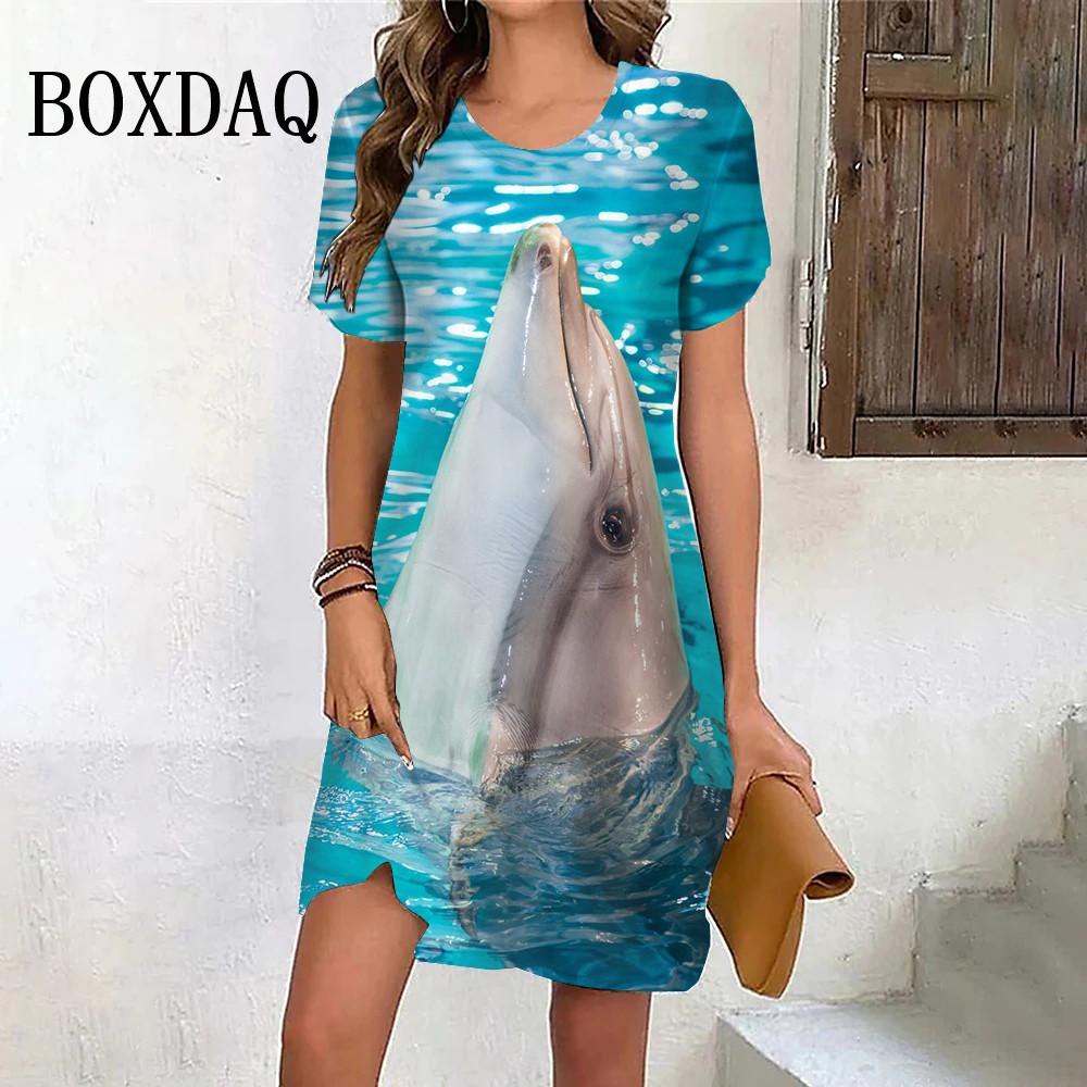 

Летнее милое платье с изображением дельфина в виде животного, 3D-принт, женское, унисекс, забавное, морское, повседневное, свободного покроя, женское, с коротким рукавом, модное, для девочек 8XL