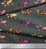 Soimoi Gray Japan Crepe Satin Fabric Check & World Map Print Sewing Fabric Metre 42 Inch