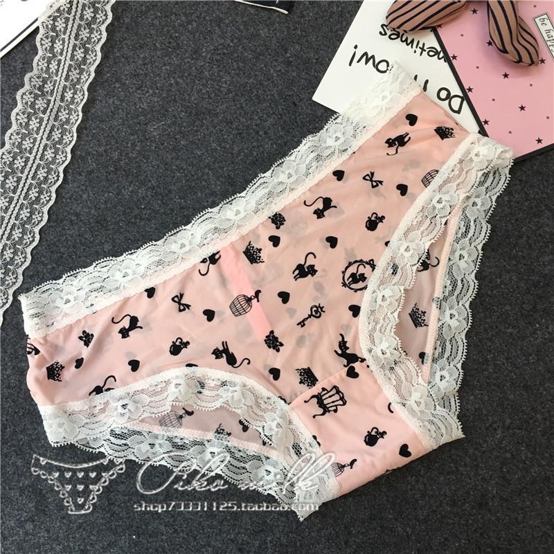 

Сексуальное нижнее белье из ледяного шелка, трусики с низкой посадкой, трусики из молочного шелка с кружевным краем и принтом, трусики с низкой посадкой для женщин One Size