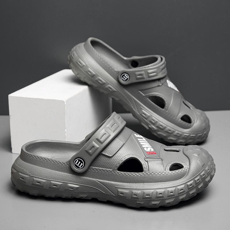 Summer men's slip-flops toe-wrapped platform teen sandals men's breathable non-slip lightweight beach shoes