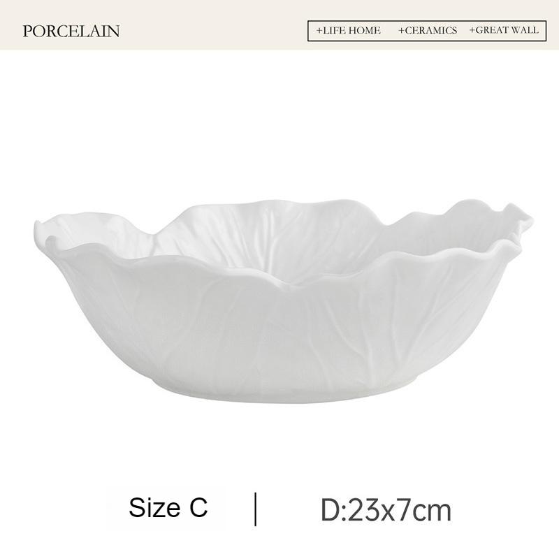 

Скандинавские Роскошные Керамические Обеденные Тарелки с Цветами Белые Креативные Рельефные Тарелки в Виде Капусты Посуда Фруктово-Овощная Салатница Большие Суповые Тарелки