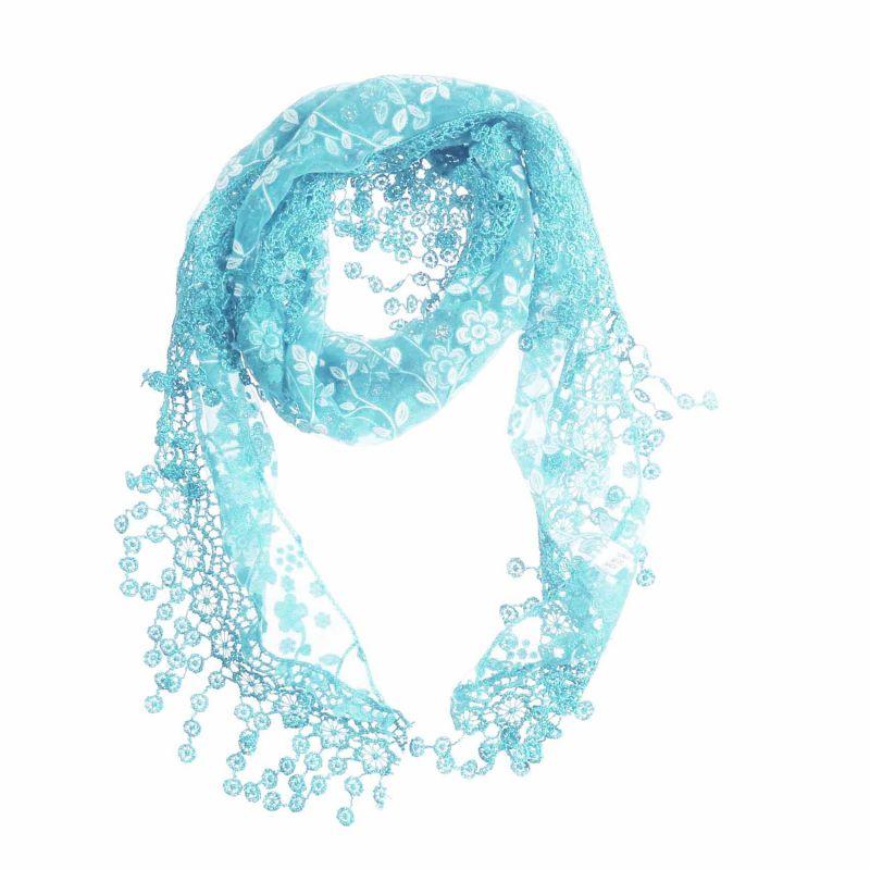 Sweet Pretty Elegant Hollow Tassel Lace Rose Floral Knit Triangle Mantilla Scarf Women Ladies Shawl Wrap Scarves