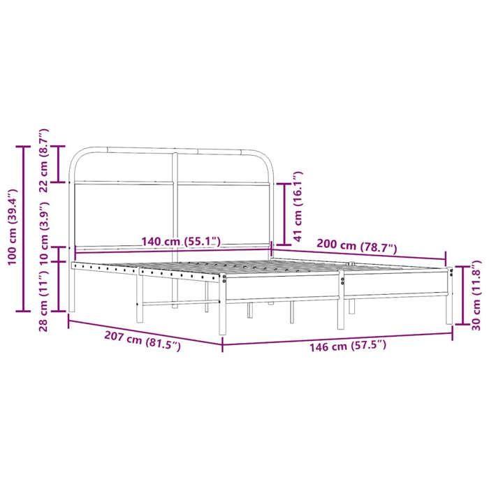VidaXL Bed Frames Without Mattress 140x200 Cm Smoked Oak Engineered Wood 4100357