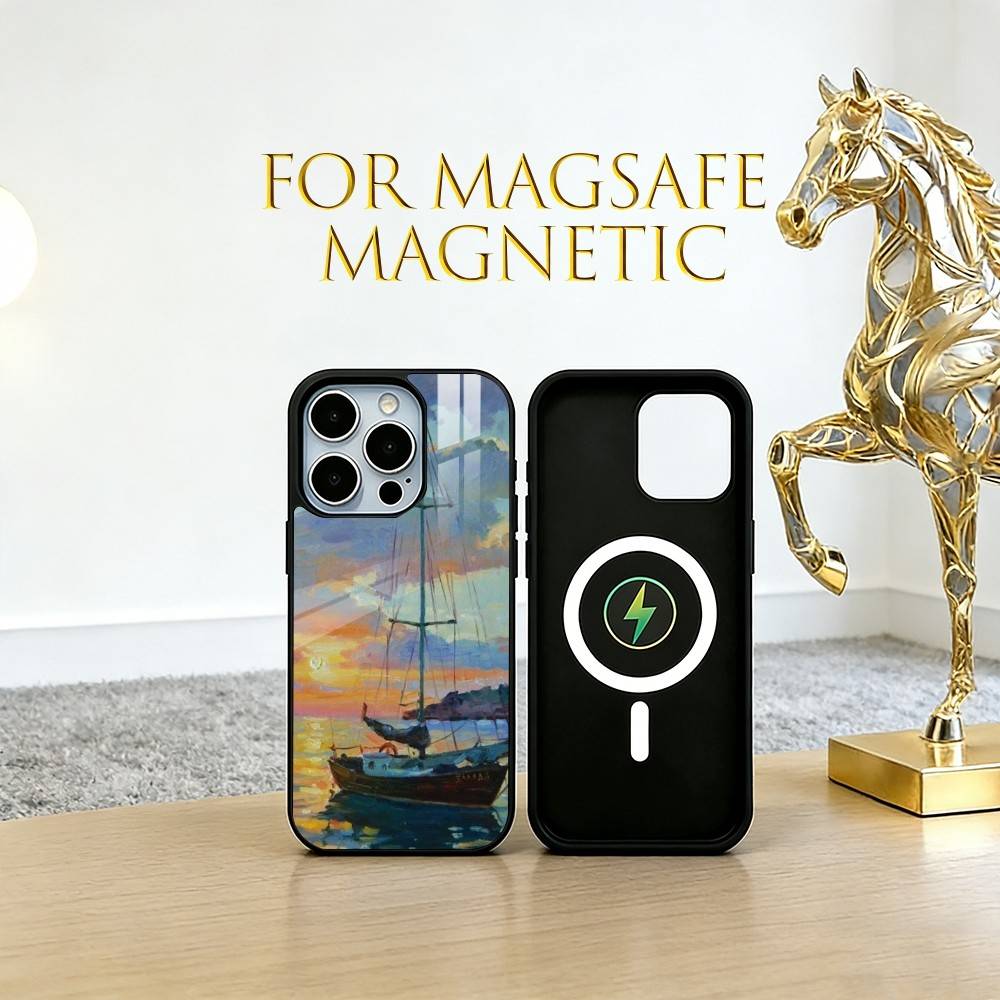 Oil painting sailboat Phone Case For iPhone17,16,15,14,13,12,11 Plus,Pro Magnetic For Magsafe Wireless Charging