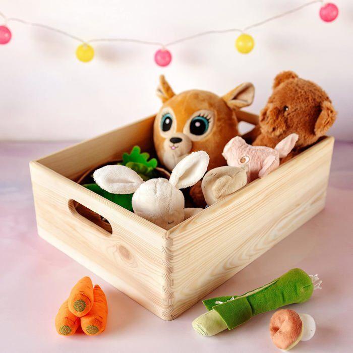 Caisse de rangement en bois - CREATIVE DECO - Lot de 4 - 40x30x14 cm - Bords arrondis - Personnalisable
