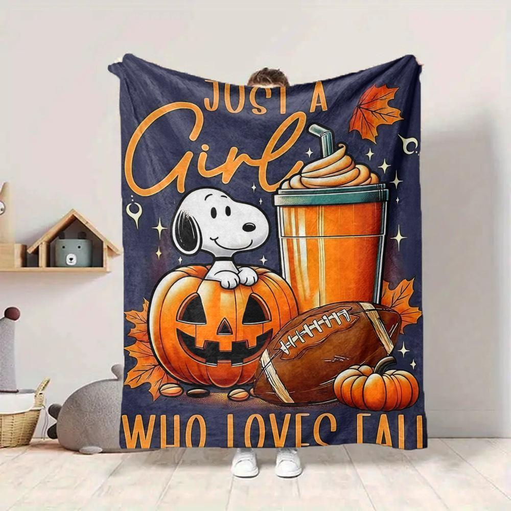 1Pc Halloween Snoopy Pumpkin Night Blanket Soft And Comfortable Casual Warm Camping Travel Christmas Halloween Gift M917102